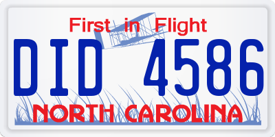 NC license plate DID4586