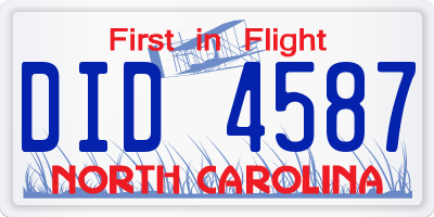 NC license plate DID4587