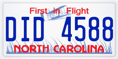 NC license plate DID4588
