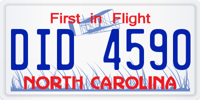 NC license plate DID4590