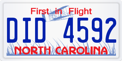 NC license plate DID4592