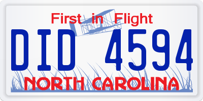 NC license plate DID4594