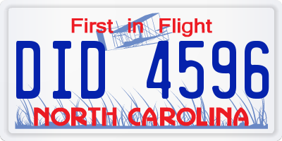 NC license plate DID4596
