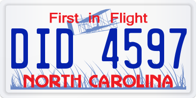 NC license plate DID4597