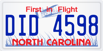 NC license plate DID4598