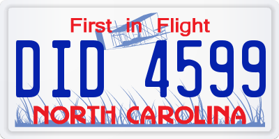 NC license plate DID4599