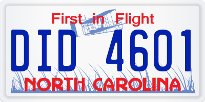 NC license plate DID4601