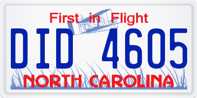 NC license plate DID4605