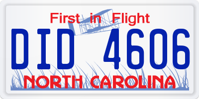 NC license plate DID4606