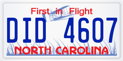 NC license plate DID4607
