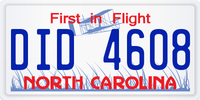 NC license plate DID4608