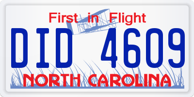 NC license plate DID4609
