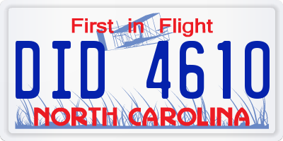 NC license plate DID4610