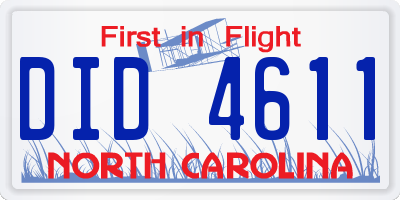 NC license plate DID4611