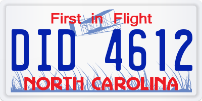 NC license plate DID4612