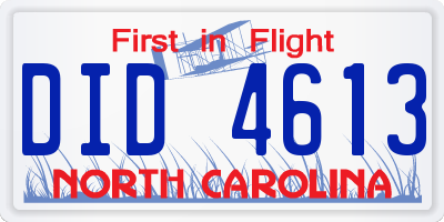 NC license plate DID4613
