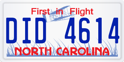 NC license plate DID4614