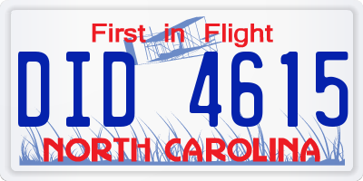 NC license plate DID4615
