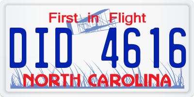 NC license plate DID4616