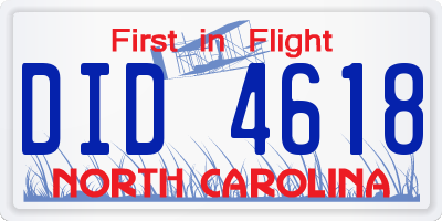 NC license plate DID4618