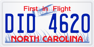 NC license plate DID4620