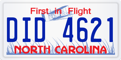 NC license plate DID4621