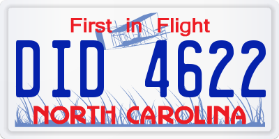 NC license plate DID4622