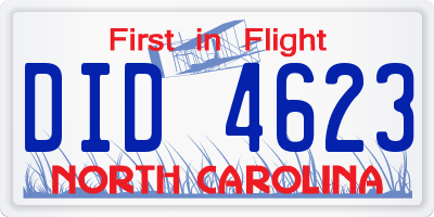 NC license plate DID4623