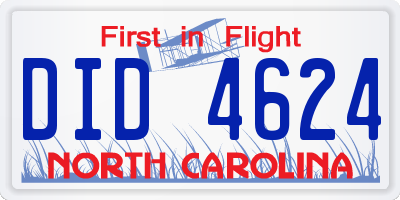 NC license plate DID4624