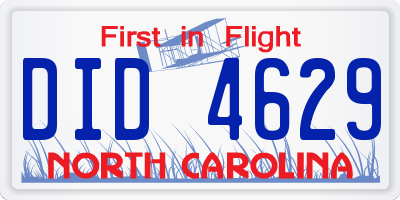 NC license plate DID4629