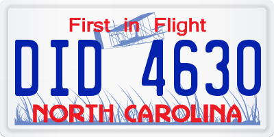 NC license plate DID4630