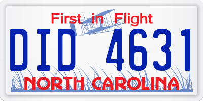 NC license plate DID4631