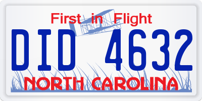 NC license plate DID4632