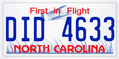 NC license plate DID4633