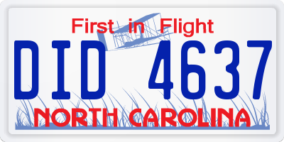 NC license plate DID4637