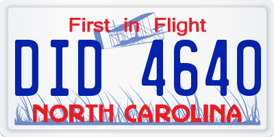 NC license plate DID4640