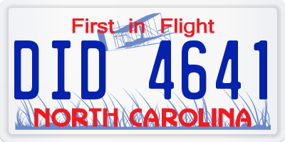 NC license plate DID4641