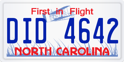 NC license plate DID4642