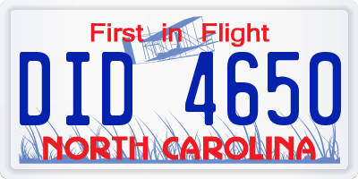 NC license plate DID4650