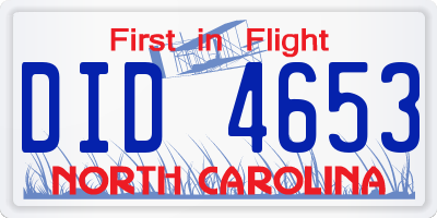 NC license plate DID4653