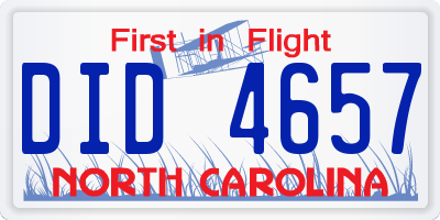 NC license plate DID4657