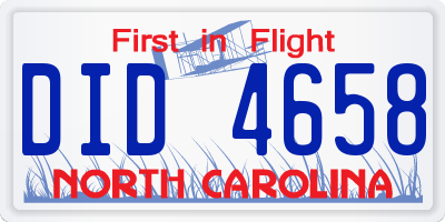 NC license plate DID4658