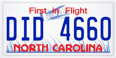 NC license plate DID4660