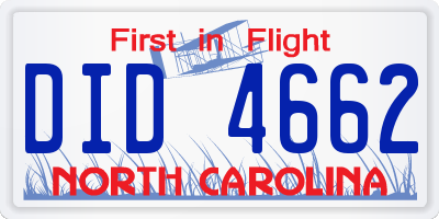 NC license plate DID4662