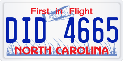 NC license plate DID4665