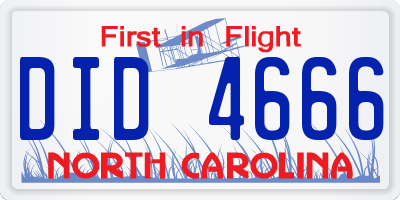 NC license plate DID4666