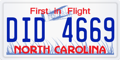 NC license plate DID4669