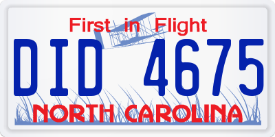 NC license plate DID4675