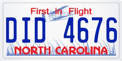 NC license plate DID4676