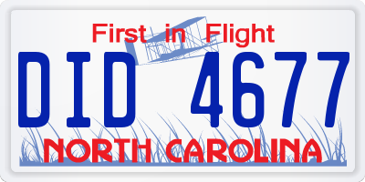 NC license plate DID4677
